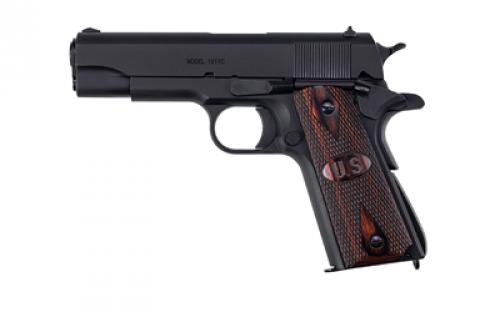 Auto Ordnance 1911A1, Semi-automatic, Metal Frame Pistol, Commander Size, 45ACP, 4.25 Barrel, Steel, Black, Wood Grips, Blade Front Sight/ Adjustable Rear Sight, Thumb and Grip Safety, 7 Rounds, 1 Magazine, G.I. Specs 1911BKOCW