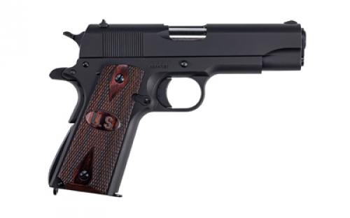 Auto Ordnance 1911A1, Semi-automatic, Metal Frame Pistol, Commander Size, 45ACP, 4.25" Barrel, Steel, Black, Wood Grips, Blade Front Sight/ Adjustable Rear Sight, Thumb and Grip Safety, 7 Rounds, 1 Magazine, G.I. Specs 1911BKOCW