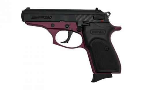 Bersa Thunder, Double Action/Single Action, Semi-automatic, Metal Frame Pistol, Compact, 380ACP, 3.5 Barrel, Alloy, Matte Finish, Black Slide with Black Cherry Frame, Polymer Grips, Fixed Sights, 8 Rounds, 1 Magazine T380BCH8