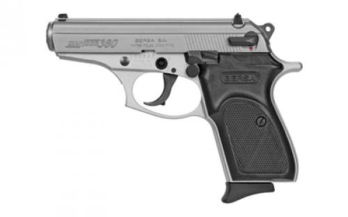 Bersa Thunder, Double Action/Single Action, Semi-automatic, Metal Frame Pistol, Compact, 380ACP, 3.5 Barrel, Alloy, Nickel Finish, Polymer Grips, Fixed Sights, 8 Rounds, 1 Magazine T380NKL8