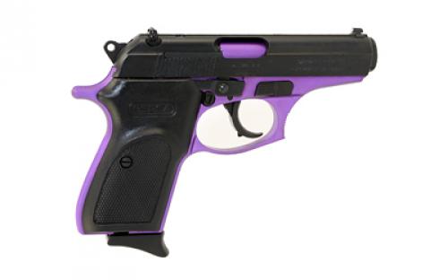 Bersa Thunder, Double Action/Single Action, Semi-automatic, Metal Frame Pistol, Compact, 380ACP, 3.5" Barrel, Alloy, Matte Finish, Black and Purple, Polymer Grips, Fixed Sights, 8 Rounds, 1 Magazine T380PRP8