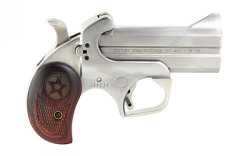 Bond Arms Century 2000, Derringer, 357 Magnum/38 Special, 3.5" Barrel, Steel, Stainless Finish, Rosewood Grips, Fixed Sights, 2 Rounds, With Trigger Guard BAC2K35738