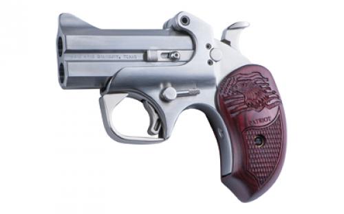 Bond Arms Patriot, Derringer, 410 Gauge/45 Long Colt, 3 Barrel, Steel, Stainless Finish, Rosewood Grips, Fixed Sights, 2 Rounds, With Trigger Guard, Includes Holster BAPA45410