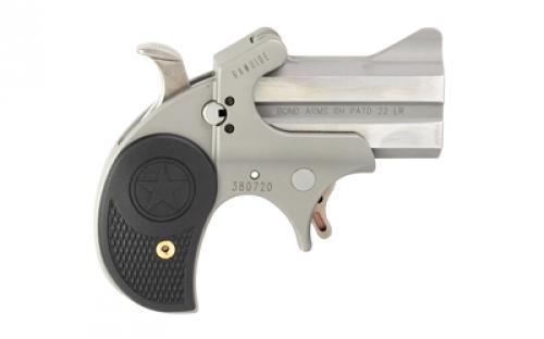 Bond Arms Rawhide, Derringer, 22 LR, 2.5" Barrel, Stainless Steel, Rough and Tumble Finish, Silver, Nylon Grips, Fixed Sights, Manual Safety, 2 Rounds BARH-22LR