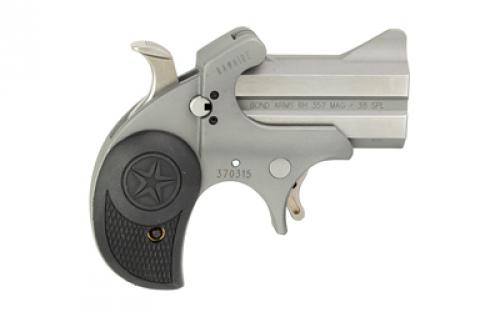 Bond Arms Rawhide, Derringer, 357 Magnum/38 Special, 2.5" Barrel, Rough and Tumble Finish, Silver, Nylon Grips, Fixed Sights, Manual Safety, 2 Rounds BARHR-357-38