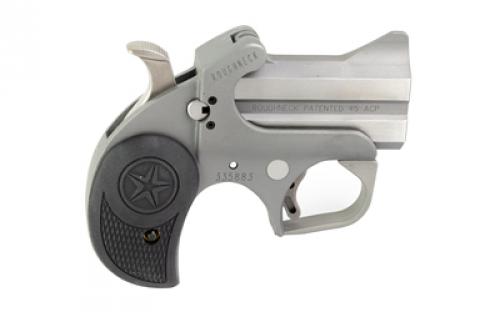 Bond Arms Roughneck, Derringer, 45ACP, 2.5" Barrel, Steel, Silver, Rubber Grips, Fixed Sights, 2 Rounds, With Trigger Guard BARN-45ACP