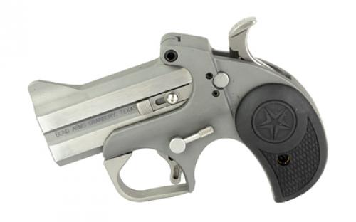 Bond Arms Rowdy, Derringer, 410 2.5 or 45LC, 3 Barrel, Steel, Silver, Rubber Grips, Fixed Sights, 2 Rounds, With Trigger Guard BARW-45/410