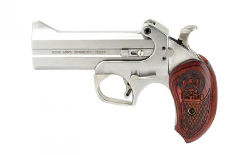 Bond Arms Snake Slayer, Derringer, 410 or 45LC, 4.25 Barrel, Steel, Silver, Rosewood Grips, Fixed Sights, 2 Rounds, With Trigger Guard BASS4