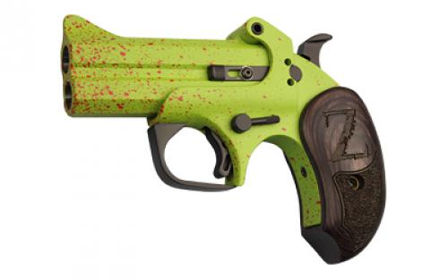 Bond Arms Z-Slayer, Derringer, 410 Gauge/45 Long Colt, 3.5 Barrel, Steel, Zombie Green, Black Wood Grips, Fixed Sights, 2 Rounds, With Trigger Guard BAZS45410