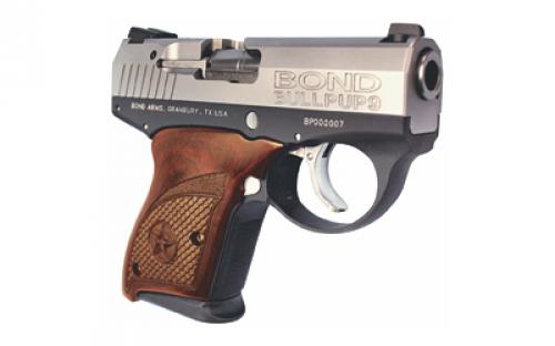 Bond Arms Bullpup, Double Action Only, Semi-automatic, Metal Frame Pistol, 9MM, 3.35" Barrel, Aluminum, Matte Finish, Rosewood Grips, Fixed Sights, 7 Rounds BULLPUP9