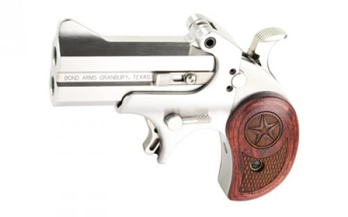 Bond Arms Cowboy Defender, Derringer, 357 Magnum, 3" Barrel, Steel, Silver, Rosewood Grips, Fixed Sights, 2 Rounds CD357MAG