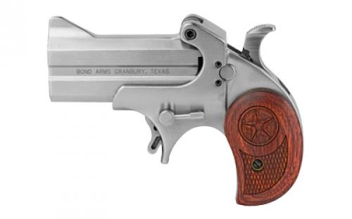 Bond Arms Cowboy Defender, Derringer, 45ACP, 3 Barrel, Steel, Silver, Rosewood Grips, Fixed Sights, 2 Rounds CD45ACP