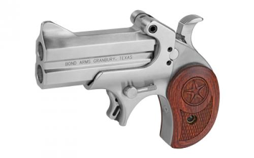 Bond Arms Cowboy Defender, Derringer, 45ACP, 3" Barrel, Steel, Silver, Rosewood Grips, Fixed Sights, 2 Rounds CD45ACP