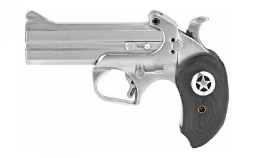 Bond Arms Ranger II, Derringer, 410 or 45LC, 4.25 Barrel, Steel, Silver, Wood Grips, Fixed Sights, 2 Rounds, With Trigger Guard RII45410