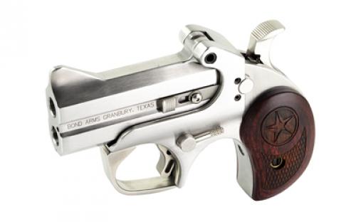 Bond Arms Texas Defender, Derringer, 357 Magnum, 3" Barrel, Steel, Silver, Rosewood Grips, Fixed Sights, 2 Rounds, With Trigger Guard TD357MAG