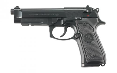 Beretta M9A1, Double Action/Single Action, Semi-automatic, Metal Frame Pistol, Full Size, 22LR, 4.9 Barrel, Alloy, Anodized Finish, Black, 3 Dot Sights, Manual Safety, 10 Rounds, 1 Magazine J90A1M9A1F18