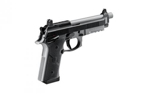 Beretta 92XI SAO Tactical, Semi-automatic, Single Action Only, Full Size Pistol, 9MM, 5.1" Threaded Barrel, 1/2x28, Cerakote Finish, Black Slide and Controls, Silver Frame and Barrel, Optic Ready, Ambidextrous Safety, Suppressor Sights, 15 Rounds, 2 Magazines, BLEM (Scratches on Handguard) J92XFMSA15TB