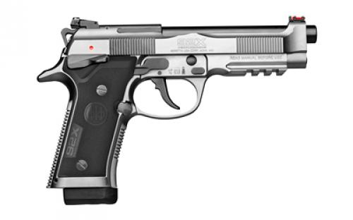 Beretta 92X Performance, Double Action/Single Action, Semi-automatic, Metal Frame Pistol, Full Size, 9MM, 4.9" Barrel, Nistan Alloy Finish, Red Fiber Optic Front Sight / Black Adjustable Rear Sight, Ambidextrous Safety, 10 Rounds, 2 Magazines J92XR20