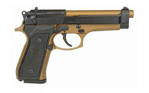 Beretta 92FS, Semi-automatic, Double Action, Metal Frame Pistol, Full Size, 9MM, 4.9" Barrel, Cerakote Finish, Bronze, Plastic Grips, Ambidextrous, 3 Dot Sights, 15 Rounds, 3 Magazines JS92F340M