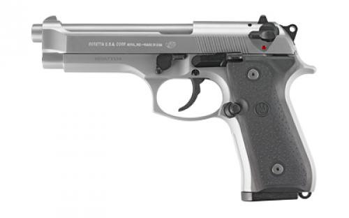 Beretta 92FS INOX, Double Action/Single Action, Semi-automatic, Metal Frame Pistol, Full Size, 9MM, 4.9 Barrel, Alloy, Stainless INOX Finish, Rubber Grips, 10 Rounds, 2 Magazines JS92F510