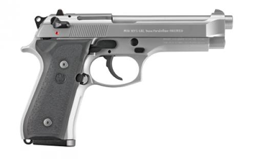 Beretta 92FS INOX, Double Action/Single Action, Semi-automatic, Metal Frame Pistol, Full Size, 9MM, 4.9" Barrel, Alloy, Stainless INOX Finish, Rubber Grips, 10 Rounds, 2 Magazines JS92F510