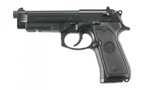 Beretta M9-A1, Double Action/Single Action, Semi-automatic, Metal Frame Pistol, Full Size, 9MM, 4.9 Barrel, Alloy, Black, Polymer Grips, 3 Dot Sights, 10 Rounds, 2 Magazines JS92M9A1CA