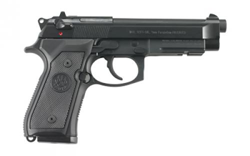 Beretta M9-A1, Double Action/Single Action, Semi-automatic, Metal Frame Pistol, Full Size, 9MM, 4.9" Barrel, Alloy, Black, Polymer Grips, 3 Dot Sights, 10 Rounds, 2 Magazines JS92M9A1CA