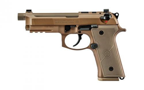 Beretta M9A4 G Centurion, Double Action/Single Action, Semi-automatic, Mid Size, Metal Frame Pistol, 9MM, 4.8 Barrel, Aluminum, Flat Dark Earth, Cerakote, Polymer Grip, Tritium Night Sights, Decocker, 15 Rounds, 2 Magazines, Front Picatinny Rail, Optic Ready, 1/2x28 Threaded Barrel, Xtreme DLC Trigger JS92QM9A4M15