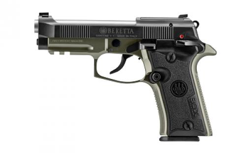 Beretta 80X Cheetah, Semi-automatic Pistol, Double/Single Action, Metal Frame, Compact, 380 ACP, 3.9 Silver Barrel, Black Slide, Olive Drab Green Frame, Optics Ready, Ambidextrous Safety, Interchangeable Front Sight, 10 Rounds, 2 Magazines SPEC0713A