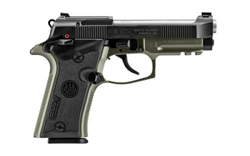 Beretta 80X Cheetah, Semi-automatic Pistol, Double/Single Action, Metal Frame, Compact, 380 ACP, 3.9" Silver Barrel, Black Slide, Olive Drab Green Frame, Optics Ready, Ambidextrous Safety, Interchangeable Front Sight, 10 Rounds, 2 Magazines SPEC0713A