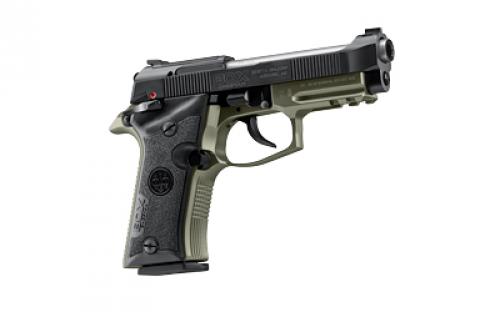 Beretta 80X Cheetah, Semi-automatic Pistol, Double/Single Action, Metal Frame, Compact, 380 ACP, 3.9" Silver Barrel, Black Slide, Olive Drab Green Frame, Optics Ready, Ambidextrous Safety, Interchangeable Front Sight, 10 Rounds, 2 Magazines SPEC0713A