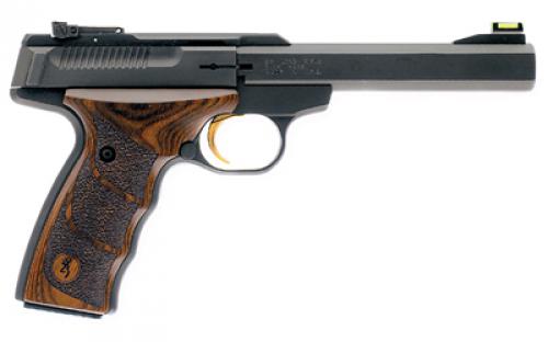 Browning Buck Mark Plus UDX, Semi-automatic, Metal Frame Pistol, 22LR, 5.5 Barrel, Aluminum, Matte Finish, Black, Wood Grips, Fiber Optic Front Sight, 10 Rounds, 1 Magazine 051428490