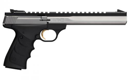 Browning Buck Mark, Contour Stainless URX, Semi-automatic, Metal Frame Pistol, 22LR, 7.25" Barrel, Aluminum, Stainless Finish, Black Ultragrip RX Grips, Adjustable Sight, Optic Rail, 10 Rounds, 1 Magazine 051508490