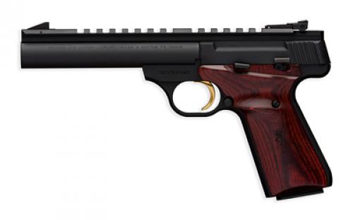 Browning Buck Mark, Field Target, Semi-automatic, Metal Frame Pistol, 22LR, 5.5 Bull Barrel, Aluminum, Matte Finish, Black, Cocobolo Grips, 10 Rounds, 1 Magazine 051528490