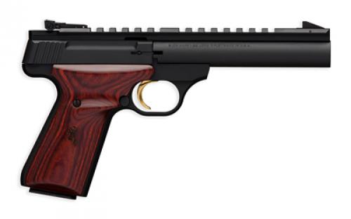 Browning Buck Mark, Field Target, Semi-automatic, Metal Frame Pistol, 22LR, 5.5" Bull Barrel, Aluminum, Matte Finish, Black, Cocobolo Grips, 10 Rounds, 1 Magazine 051528490