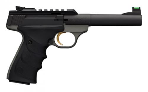 Browning Buck Mark Plus Practical, Semi-automatic, Metal Frame Pistol, 22LR, 5.5" Bull Barrel, Aluminum, Black, URX Grips, Fiber Optic Front Sight, Optic Rail, 10 Rounds, 1 Magazine 051530490