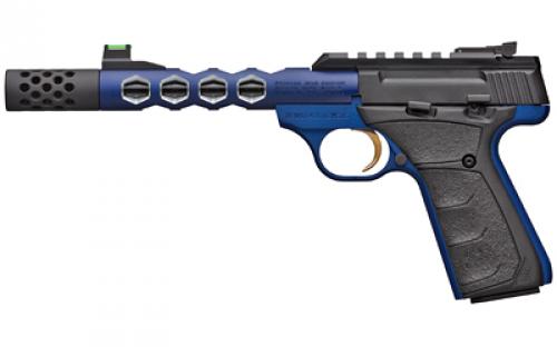 Browning Buck Mark Vision, Semi-automatic, Metal Frame Pistol, 22LR, 5.875 Threaded Barrel, Threaded 1/2x28, Muzzle Brake, Aluminum, Anodized Finish, Blue, URX Rubber Grips, Adjustable Rear/Fiber Optic Front Sight, 10 Rounds, 2 Magazines 051562490