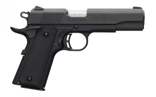 Browning 1911-380, Black Label, Semi-automatic, Polymer Frame Pistol, Full Size, 380ACP, 4.25" Barrel, Matte Finish, Black, Black Polymer Grips, 8 Rounds, 1 Magazine, 85% Scale Of Original 1911 051904492