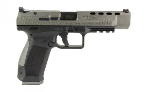 CANIK TP9SFx, Striker Fired, Semi-automatic, Polymer Frame Pistol, 9MM, 5.2" Match Grade Barrel, Tungsten Slide, Black Frame, Warren Tactical Sights, 10 Rounds, 2 Magazines, Includes Holster, Interchangeable Backstraps and Four Red Dot Interface Plates HG4192G-N