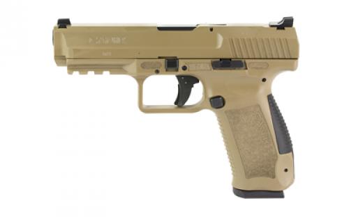 CANIK TP9SF, Striker Fired, Semi-automatic, Polymer Frame Pistol, Compact, 9MM, 4.46" Barrel, Cerakote Finish, Flat Dark Earth, Blacked Out Rear Sight with Front Dot, 10 Rounds, 2 Magazines, Includes Holster and Interchangeable Backstraps HG4866D-N