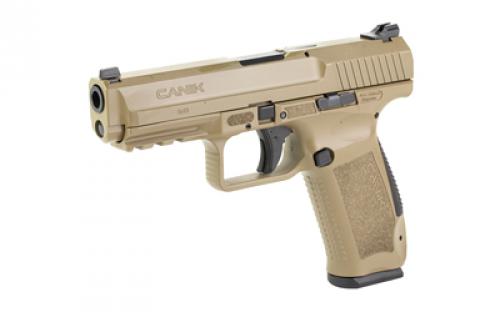 CANIK TP9SF, Striker Fired, Semi-automatic, Polymer Frame Pistol, Compact, 9MM, 4.46" Barrel, Cerakote Finish, Flat Dark Earth, Blacked Out Rear Sight with Front Dot, 10 Rounds, 2 Magazines, Includes Holster and Interchangeable Backstraps HG4866D-N