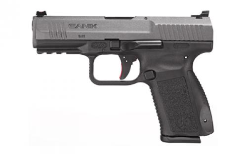 CANIK TP9SF Elite, Striker Fired, Semi-automatic, Polymer Frame Pistol, 9MM, 4.19 Barrel, Cerakote Finish, Tungsten Grey, Warren Tactical Sights With Red and Green Fiber Optic Front, 15 Rounds, 2 Magazines, Holster, Interchangeable Backstraps HG4869T-N