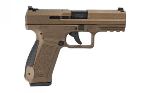 CANIK TP9DA, Double Action/Single Action, Semi-automatic, Polymer Frame Pistol, 9MM, 4.07" Barrel, Cerakote Finish, Burnt Bronze, Dovetail Sights, 18 Rounds, 2 Magazines, Holster, Interchangeable Backstraps HG4873B-N