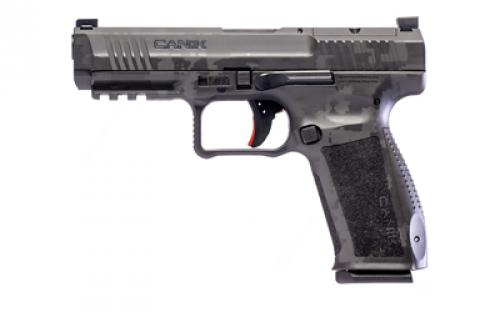 CANIK METE SFT, Semi-automatic, Striker Fired, Polymer Framed Pistol, Compact, 9MM, 4.5" Barrel, Cerakote Finish, Dark Gray Digi, Optic Ready Slide, (1) RMRcc and (1) Shield RMS/RMSc Footprint Optic Bases, 3 Dot White Sights, Flared Magwell, 2 Magazines, (1)-18 Round and (1)-20 Round, Includes Revesible IWB/OWB Holster, E-Z Magazine Loader, Interchangable Backstraps, Canik Punch a