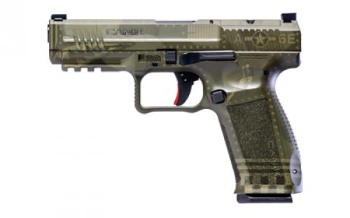 CANIK METE SFT, Semi-automatic, Striker Fired, Polymer Framed Pistol, Compact, 9MM, 4.5 Barrel, Cerakote Finish, Green Bomber, Optic Ready Slide, (1) RMRcc and (1) Shield RMS/RMSc Footprint Optic Bases, 3 Dot White Sights, Flared Magwell, 2 Magazines, (1)-18 Round and (1)-20 Round, Includes Revesible IWB/OWB Holster, E-Z Magazine Loader, Interchangable Backstraps, Canik Punch and