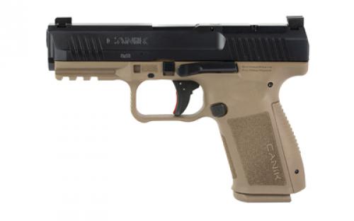 CANIK METE SF, Striker Fire, Semi-automatic, Polymer Frame Pistol, Compact, 9MM, 4.19" Barrel, Matte Finish, Flat Dark Earth Frame, Black Slide, 3 Dot Sights, 15 Rounds, 2 Magazines, Optic Ready HG7159-N