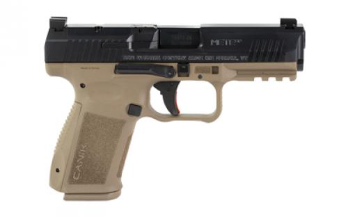 CANIK METE SF, Striker Fire, Semi-automatic, Polymer Frame Pistol, Compact, 9MM, 4.19" Barrel, Matte Finish, Flat Dark Earth Frame, Black Slide, 3 Dot Sights, 15 Rounds, 2 Magazines, Optic Ready HG7159-N