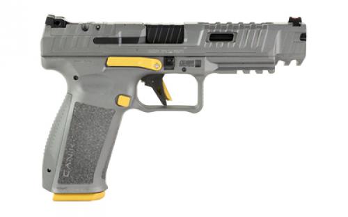 CANIK SFX Rival, Striker Fire, Semi-automatic Pistol, Full Size, Polymer Frame Pistol, 9MM, 5" Barrel, Matte Finish, Canik Gray w/Gold Accents, 18 Rounds, 2 Magazines, Includes MeCanik MO2 Optic HG7160T-N