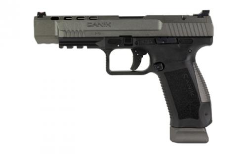 CANIK TP9SFx, Striker Fire, Semi-automatic, Polymer Frame Pistol, Compact, 9MM, 5.2" Barrel, Matte Finish, Tungsten, 3 Dot Sights, 20 Rounds, 2 Magazines, Includes MeCanik M02 HG7166G-N