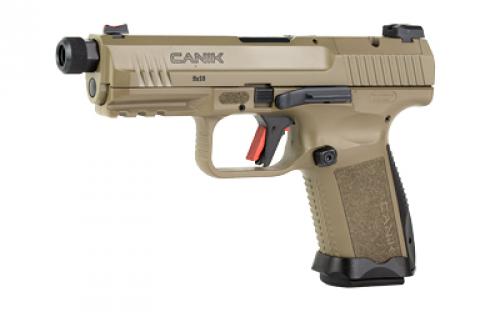 CANIK TP9 Elite Combat, Striker Fire, Semi-automatic, Polymer Frame Pistol, Compact, 9MM, 4.75" Barrel, Matte Finish, Flat Dark Earth, 3 Dot Sights, 15 Rounds, 2 Magazines, Includes MeCanik M02 HG7167D-N